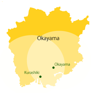 岡山県の岡山市周辺出張地域地図
